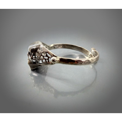 Sterling silver cock ring Skull- Adjustable penis ring - jewelry for mens - hammered ring