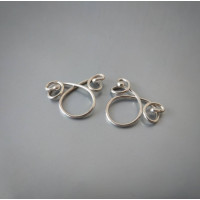 Silver Non-Piercing Adjustable Nipple Rings with Loop & Swirl Design