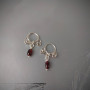 Garnet fake piercing Nipple Rings With natural garnets beads - Solid sterling Silver