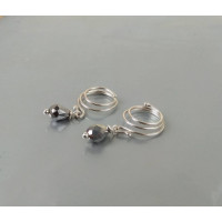 Sterling silver Nipple rings with gray crystal - Fake nipple piercing