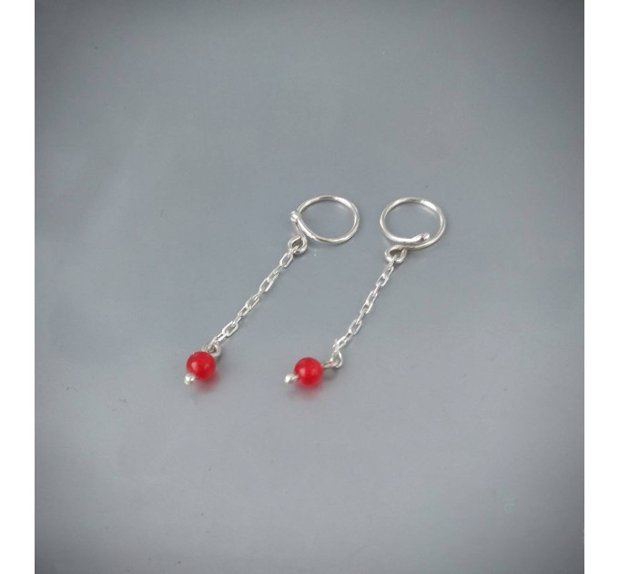 Nipple jewelry Non Piercing Nipple Rings With red quartz beads - Solid sterling Silver - Fake Piercing - gift for wife