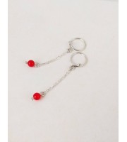 Nipple jewelry Non Piercing Nipple Rings With red quartz beads - Solid sterling Silver - Fake Piercing - gift for wife