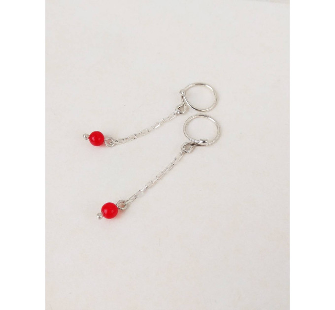 Nipple jewelry Non Piercing Nipple Rings With red quartz beads - Solid sterling Silver - Fake Piercing - gift for wife