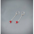 Beautiful Non-Piercing Silver Nipple Rings with Red Quartz Beads (Pair)