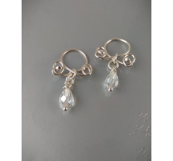 Sterling silver Nipple rings with crystal - Fake nipple piercing