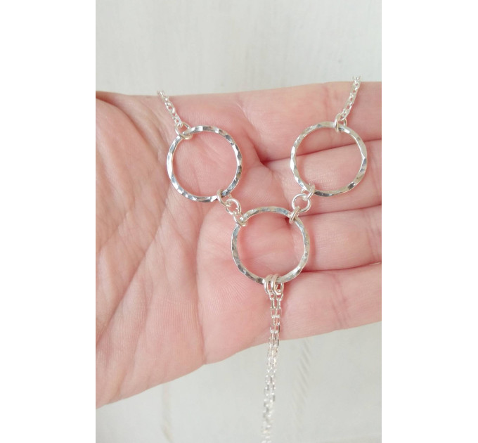 O ring Sterling silver Necklace With Dangling silver Chains and fake nipple piercing