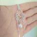 Sterling silver Necklace With Dangling silver Chains and fake nipple piercing - natural peach pearl
