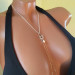 Sterling silver Necklace With Dangling silver Chains and fake nipple piercing - natural peach pearl