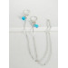 Blue chrystals Silver Nipple rings with chain and blue chrystals -  Non Piercing Nipple Ring