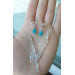 Blue chrystals Silver Nipple rings with chain and blue chrystals -  Non Piercing Nipple Ring