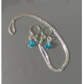 Blue chrystals Silver Nipple rings with chain and blue chrystals -  Non Piercing Nipple Ring