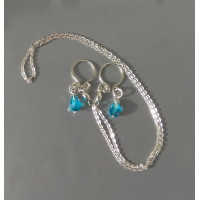 Blue chrystals Silver Nipple rings with chain and blue chrystals -  Non Piercing Nipple Ring