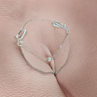 Chain Clit with beadtoral Jewellery serling silver Faux piercing  with silver chain  Non Piercing Clit Clip Adult fun sex toys