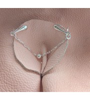 Chain Clit with beadtoral Jewellery serling silver Faux piercing  with silver chain  Non Piercing Clit Clip Adult fun sex toys