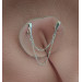 Clitoral Jewellery serling silver Faux piercing  with silver chain  Non Piercing Clit Clip Adult fun sex toys