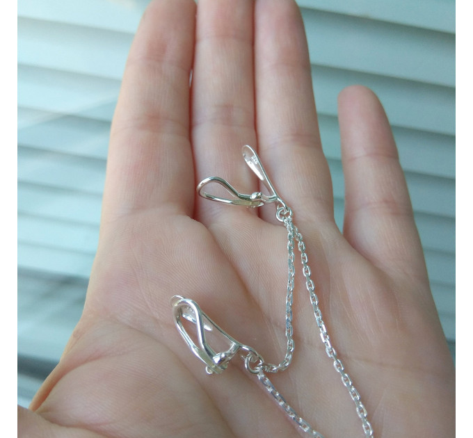 Clitoral Jewellery serling silver Faux piercing  with silver chain  Non Piercing Clit Clip Adult fun sex toys