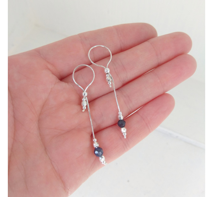 Handmade Sterling Silver Nipple Jewelry with Natural Sapphire Beads