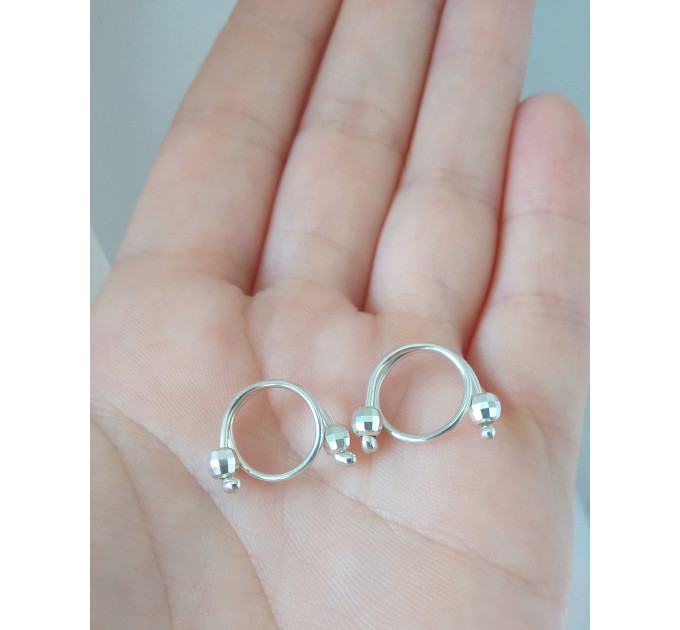 Fake nipple piercing - pair adjustable Barbell - handmade silver nipple bar