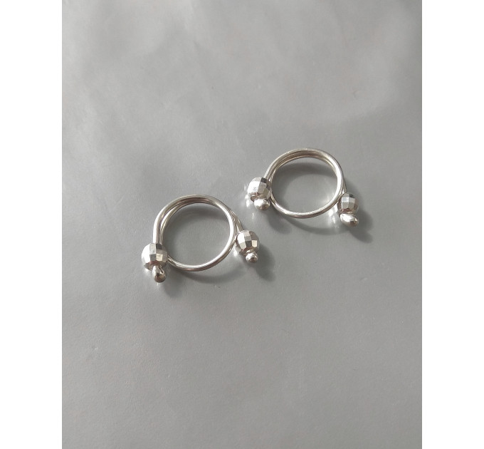 Fake nipple piercing - pair adjustable Barbell - handmade silver nipple bar