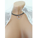 Black leather O ring Choker Necklace with handmade sterling silver hammered rings