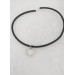 Black leather O ring Choker Necklace with handmade sterling silver hammered rings