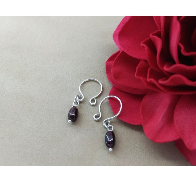 Garnet breast jewelry Non Piercing Nipple Rings With natural garnets beads - Solid sterling Silver