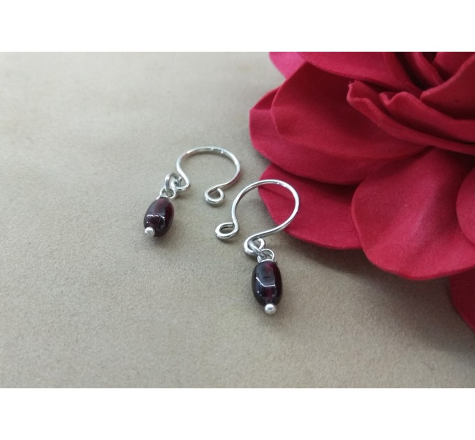 Garnet breast jewelry Non Piercing Nipple Rings With natural garnets beads - Solid sterling Silver