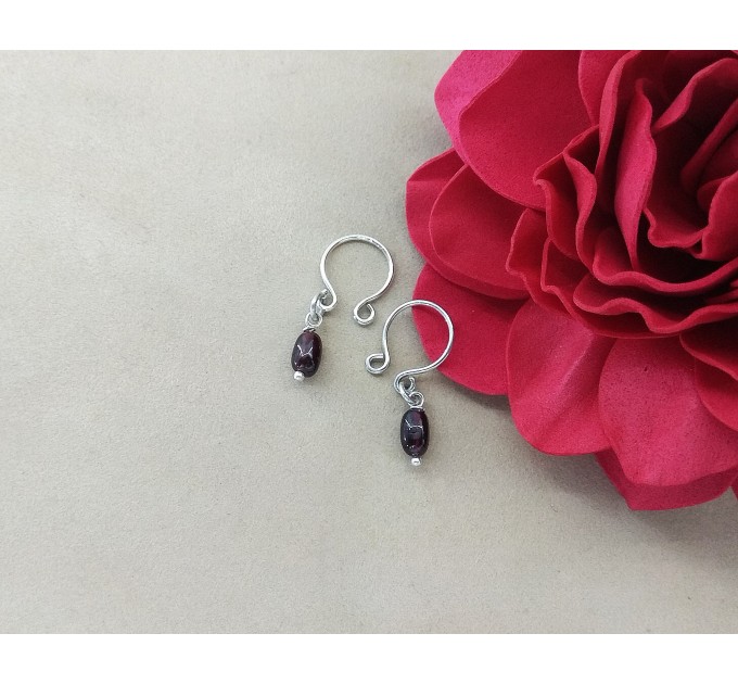 Garnet breast jewelry Non Piercing Nipple Rings With natural garnets beads - Solid sterling Silver