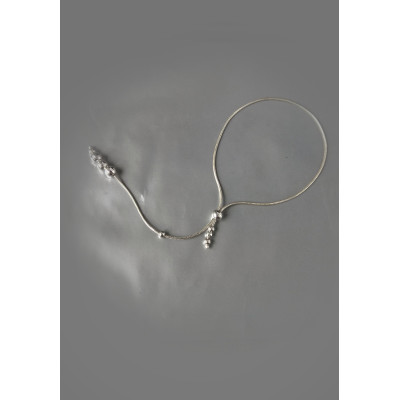 Sterling silver lasso with silver beads and chain Snake  - Sterling silver jewelry   Adjustable ring - jewelry for mens