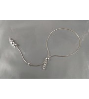 Sterling silver lasso with silver beads and chain Snake  - Sterling silver jewelry   Adjustable ring - jewelry for mens