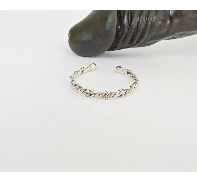Twisted Sterling Silver Penis Ring – Adjustable Handmade Men’s Intimate Jewelry