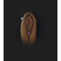 Clitoral Jewellery , Faux piercing with chain and Purple pearl Non Piercing Clit Clip Adult fun sex toys