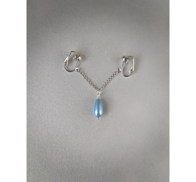 Clitoral Jewellery , Faux piercing with chain and Purple pearl Non Piercing Clit Clip Adult fun sex toys