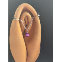 Purple bell Clitoral Jewellery\Faux piercing with chain and purple bell \ Non Piercing Clit Clip Adult fun sex toys