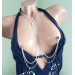 O ring choker with chains and fake nipple piercing  Sexy chain necklace to nipple O-Ring pendant
