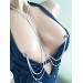 O ring choker with chains and fake nipple piercing  Sexy chain necklace to nipple O-Ring pendant