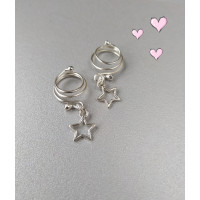 Spiral Nipple Rings With sterling silver stars - Solid sterling Silver - Fake Piercing - gift for wife