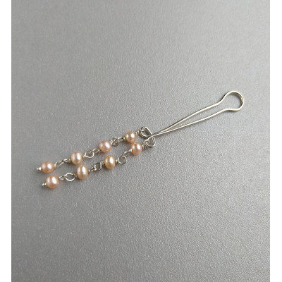 Peach pearls Clitoral Jewelry Fake piercing vaginal Jewelry for women handmade out of 18gauge serling silver wire with real pearl