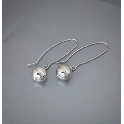 Long earrings Sparkly silver balls 10mm  shining beads minimalist style earrings bridesmaid unique earrings