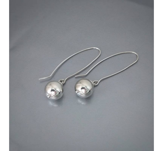 Long earrings Sparkly silver balls 10mm  shining beads minimalist style earrings bridesmaid unique earrings