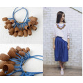 Brown Silk Necklace – Handmade Silkworm Cocoon Jewelry, Naturally Dyed