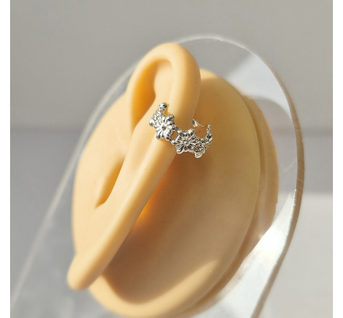 Silver Flower Ear Cuff – Handmade No-Piercing Jewelry