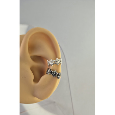 Handmade Silver Flower Ear Cuff – No Piercing Required