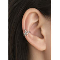 Sterling silver ear cuff - No piercing Ear Cuff - Fake conch ring
