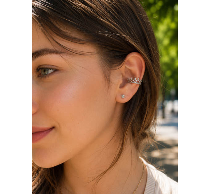 Handmade Crown Ear Cuff "Queen" – No Piercing Needed