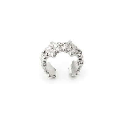 Handmade Silver Flower Ear Cuff – No Piercing Required