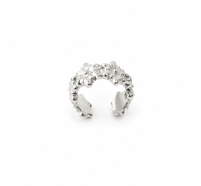 Silver Flower Ear Cuff – Handmade No-Piercing Jewelry