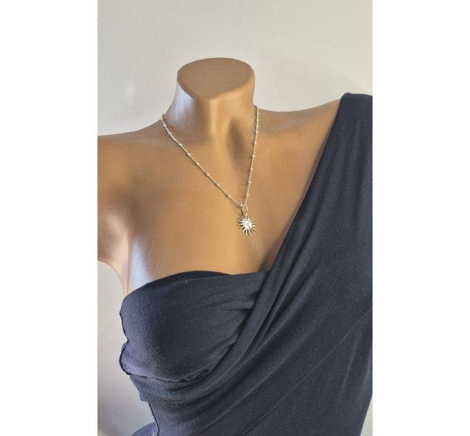 Handmade Sterling Silver Sun Pendant with 45cm Chain