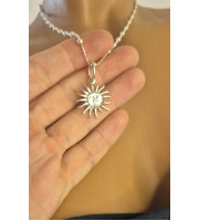 Handmade Silver Sun Pendant Necklace – Sterling Silver with 45cm Chain Handmade Silver Sun Pendant Necklace – Sterling Silver with 45cm Chain