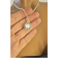Handmade Silver Sun Pendant Necklace – Sterling Silver with 45cm Chain